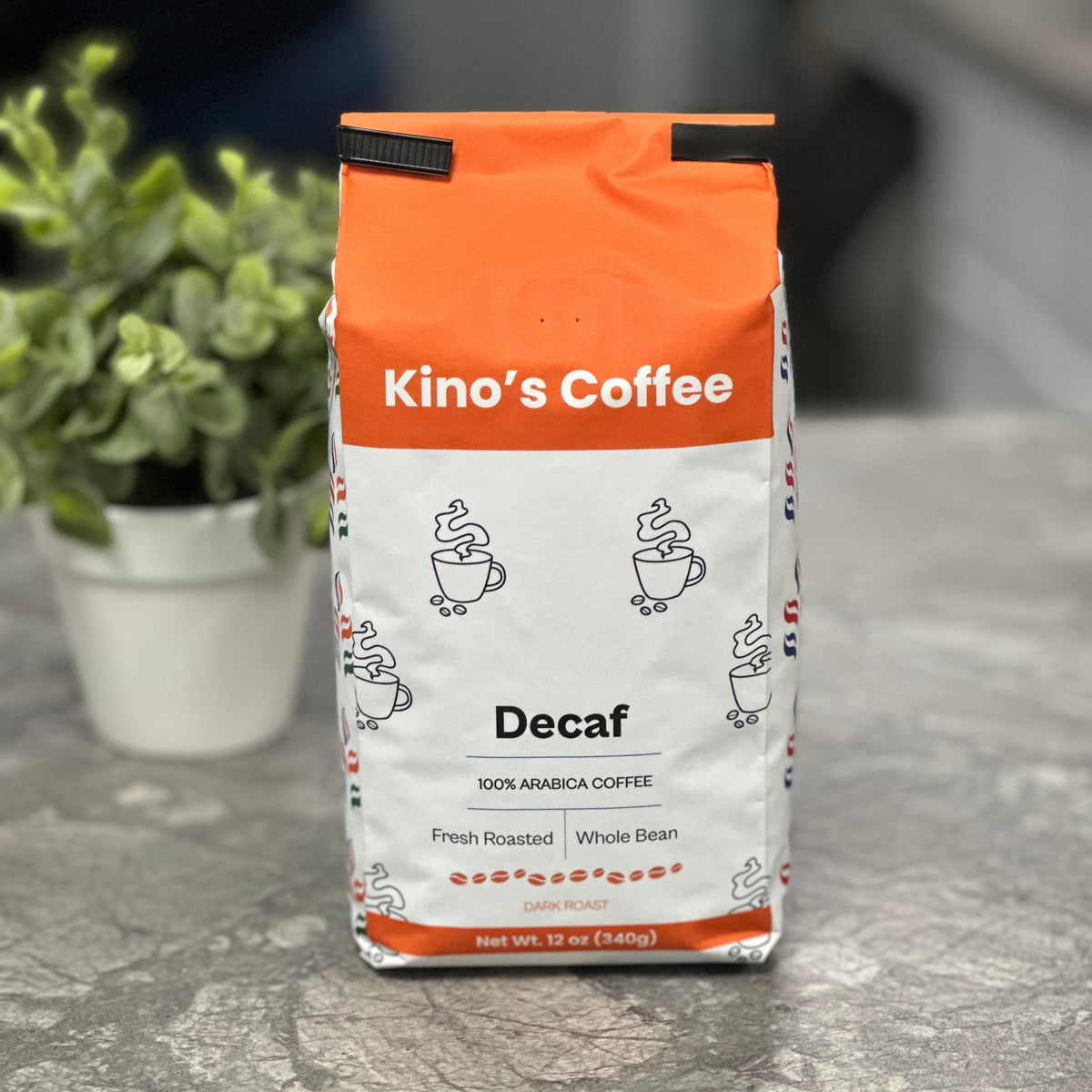 Kinos Coffee - Decaf Dark Roast, Mexican Chiapas Beans, Premium SHG EP Arabica Blend - 12 oz