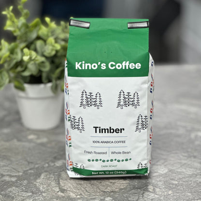 Kinos Coffee - Timber Dark Roast, Mexican Chiapas Beans, Premium SHG EP Arabica Blend - 12 oz